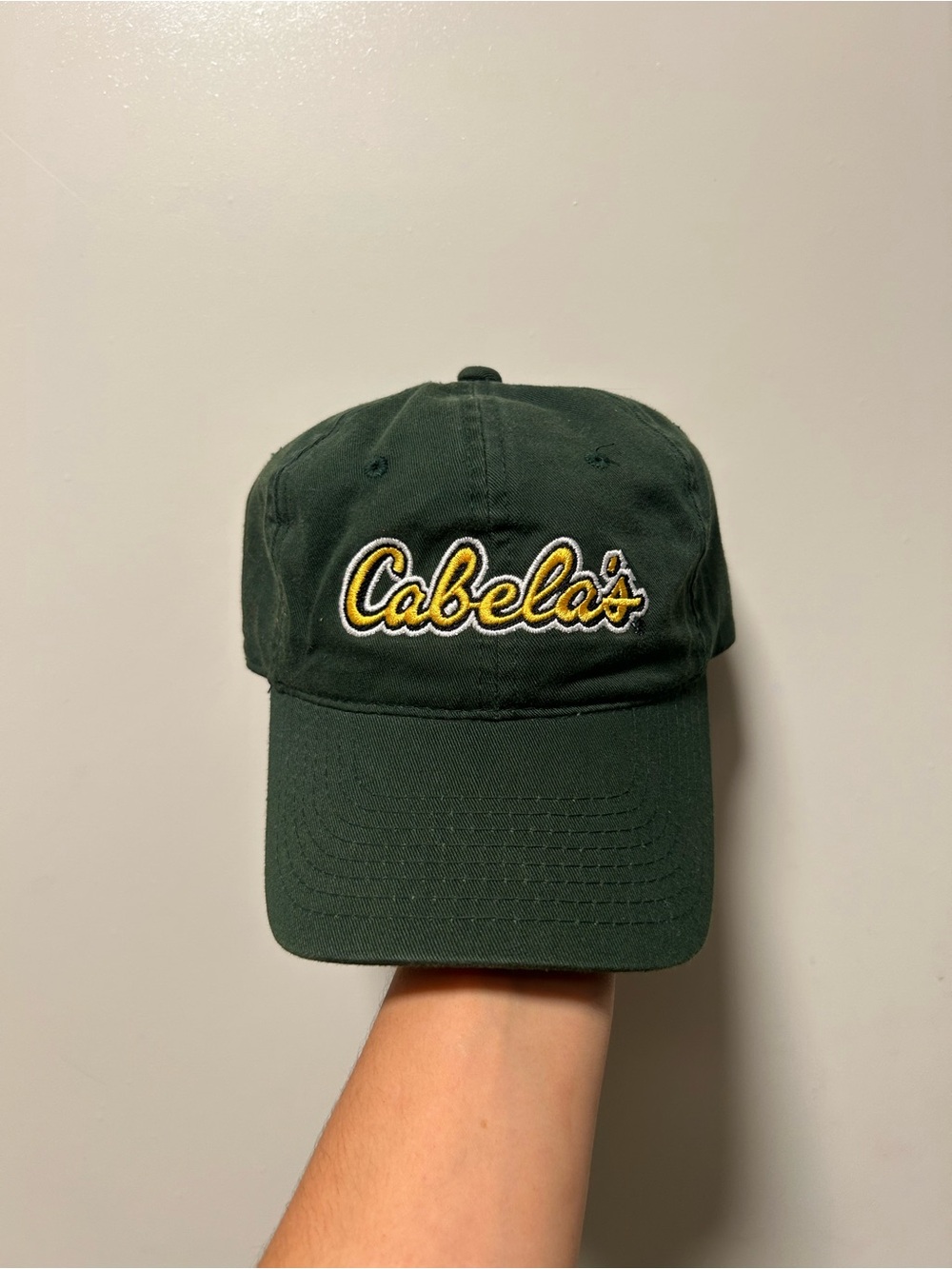 Cabela's Forest Green Embroidered Script Logo Dad Hat